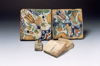 Delftware tiles, late 16th-early 17th century. Artist: Unknown