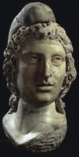 Marble head of Mithras, the Persian god of heavenly light. Artist: Unknown