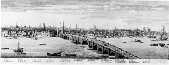 Panorama of London with London Bridge, (late 18th century?). Artist: Unknown