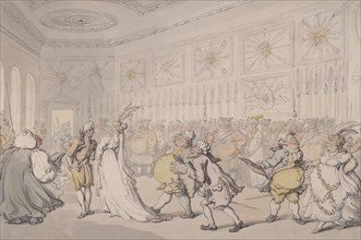 Courtiers passing through the Guard Chamber, St James's Palace, London, c1808. Artist: Thomas Rowlandson