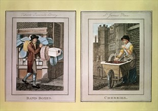 Street sellers selling band boxes and cherries, 1798. Artist: Unknown