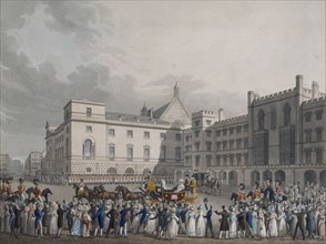 Crowds cheering Queen Victoria at Carlton House, London, (c1842?). Artist: Unknown