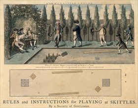 Men playing skittles, 1786. Artist: Unknown
