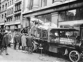 Wrecked Sopwith Atlantic aircraft from the Atlantic crossing attempt, Oxford Street, London, 1919. Artist: Unknown
