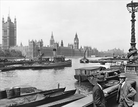 Houses of Parliament from Albert Embankment, Westminter, London, c1930s. Artist: Unknown