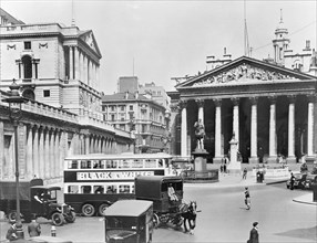 Bank of England and Royal Exchange, City of London. Artist: John H Stone