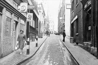 People walking down Botolph Lane, City of London, (c1960s?). Artist: Unknown