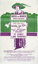 Handbill advertising the Women's Coronation Procession on Saturday 17 June, 1911. Artist: Unknown