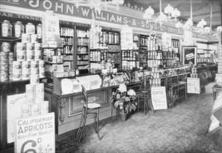 The interior of John Williams & Sons Ltd grocery shop, (early 20th century?). Artist: Unknown