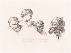 Four heads copied from the Raphael Cartoons at Hampton Court, (c1715-c1730?). Artist: William Hogarth