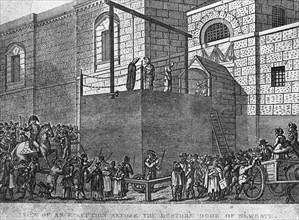 An execution before the debtor's door at Newgate Prison, London, c1809. Artist: Unknown