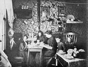 Bristle pickers working from home, London, c1900. Artist: Unknown