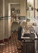 The tiled kitchen, 1954. Artist: Harry Bush