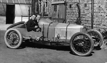 Matthew Park at the wheel of a Vauxhall 3 litre, 1922. Artist: Unknown