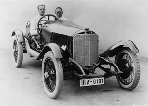 Alfred Neubauer behind the wheel of a 2-litre Daimler, Targa Florio, 1924. Artist: Unknown