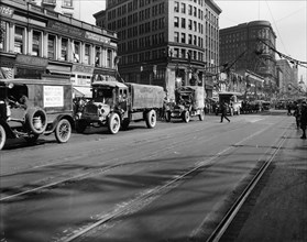 Trucks in Market Street, San Francisco, USA, c1922. Artist: Unknown