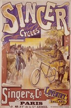 Poster advertising Singer bicycles, late 19th-early 20th century. Artist: Unknown