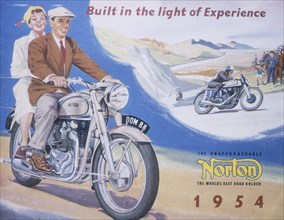 Poster advertising Norton motor bikes, 1954. Artist: Unknown