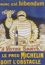 Poster with Mr Bibendum advertising Michelin tyres. Artist: Unknown