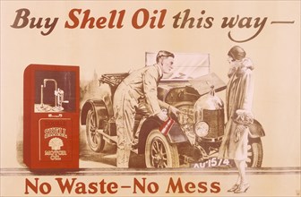 Poster advertising Shell oil, (c1920s?). Artist: Unknown