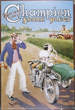 Poster advertising Champion spark plugs. Artist: Unknown