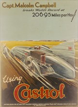 Poster advertising Castrol, featuring Bluebird, 1928. Artist: NF Humphries