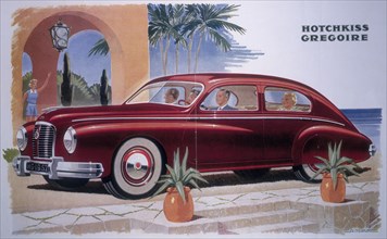 Poster advertising a Hotchkiss-Gregoire car, 1951. Artist: Unknown