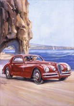 Poster advertising an Alfa Romeo 6C 2500 Super Sports, 1948. Artist: Unknown