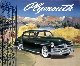 Poster advertising the Plymouth Special de Luxe Sedan, 1949. Artist: Unknown