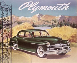 Poster advertising the Plymouth Special de Luxe Sedan, 1950. Artist: Unknown