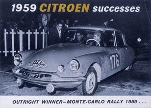 Poster advertising the Citroën Monte Carlo Rally winner, 1959. Artist: Unknown