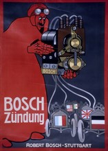 Poster advertising Bosch ignition systems. Artist: Unknown