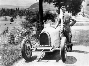 Louis Chiron with his Bugatti Type 51, near Molsheim, Alsace, France, 1931. Artist: Unknown