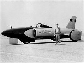 Craig Breedlove with 'Spirit of America' Land Speed Record car, c1963. Artist: Unknown