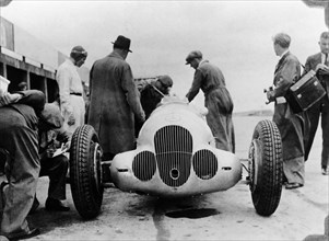 Mercedes-Benz W125 Grand Prix car at the Nurburgring, Germany, 1937. Artist: Unknown