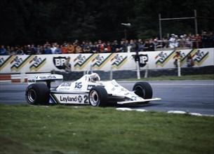 Alan Jones racing a Williams-Cosworth FW07B, British Grand Prix, Brands Hatch, 1980. Artist: Unknown