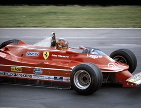 Gilles Villeneuve racing a Ferrari 312T5, British Grand Prix, Brands Hatch, 1980. Artist: Unknown