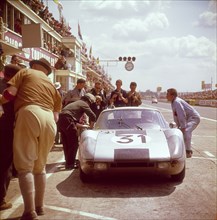 A Porsche 904/4 GTS in the pits, Le Mans, France, 1964. Artist: Unknown