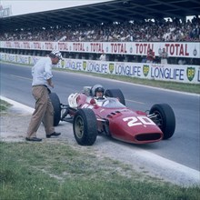 Lorenzo Bandini in a Ferrari 312, French Grand Prix, Reims, France, 1966. Artist: Unknown