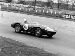 M Ward racing a 1955 Aston Martin DB3S, Silverstone, 1962. Artist: Unknown
