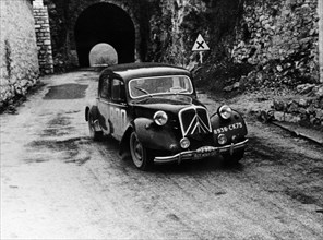 Citroën 15/6 in the Monte Carlo Rally, 1955. Artist: Unknown