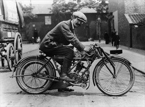 Harry Collier on a Matchless bike, Isle of Man Senior TT, 1912. Artist: Unknown