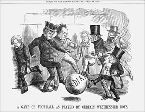 'A game of foot-ball as played by certain Westminster boys', 1858. Artist: Unknown