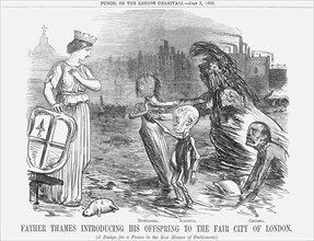 'Father Thames introducing his offspring to the fair city of London.', 1858. Artist: Unknown