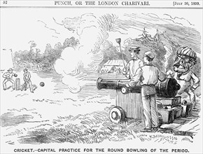 'Cricket - Capital Practice for the Round Bowling of the Period', 1859. Artist: Unknown