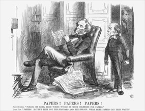 'Papers! Papers! Papers!', 1864. Artist: John Tenniel