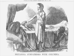 'Britannia Sympathises with Columbia', 1865. Artist: John Tenniel