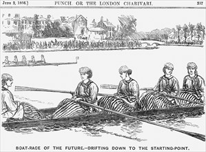 'Boat-Race of the Future - Drifiting Down to the Starting Point', 1866. Artist: Unknown