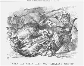 When Cat Meets Cat; or, Kilkenny Aboo!!!, 1879. Artist: Joseph Swain