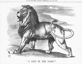 A Lion in the Path!, 1882. Creator: Joseph Swain.